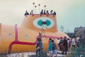 The Yellow Submarine at Liverpool’s International Garden Festival in the 1980s. Image: John Jennings/wikimedia