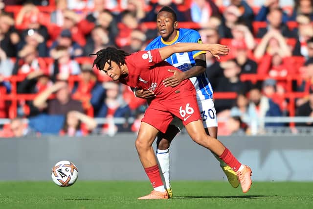 Trent Alexander-Arnold in action for Liverpool. Picture: LINDSEY PARNABY/AFP via Getty Images