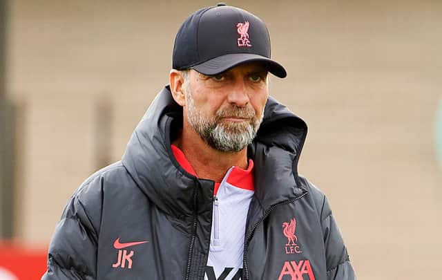Jurgen Klopp of Liverpool during a training session ahead of their UEFA Champions League group A match against Rangers FC at Anfield on October 11, 2022 in Liverpool, United Kingdom. (Photo by Nick Taylor/Liverpool FC/Liverpool FC via Getty Images)