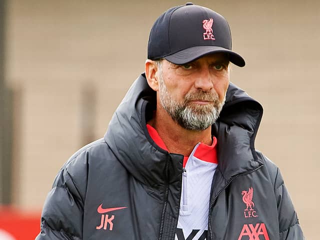 Jurgen Klopp of Liverpool during a training session ahead of their UEFA Champions League group A match against Rangers FC at Anfield on October 11, 2022 in Liverpool, United Kingdom. (Photo by Nick Taylor/Liverpool FC/Liverpool FC via Getty Images)