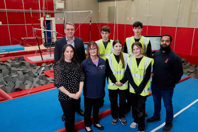 Beth Tweddle MBE, Mayor Steve Rotheram with representatives from Persimmon Homes, VIY and the young people who worked on the project.