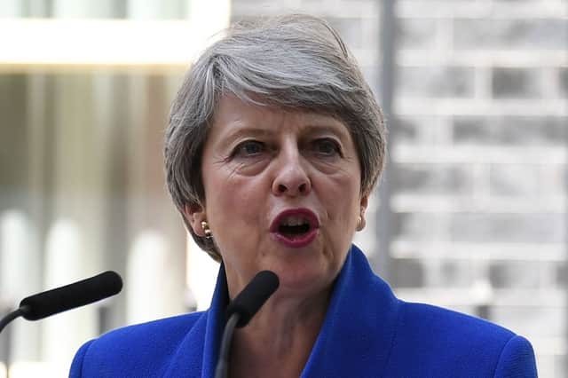 Theresa May gives a speech outside 10 Downing street in London on July 24, 2019 before formally tendering her resignation at Buckingham Palace (Photo by BEN STANSALL/AFP via Getty Images)