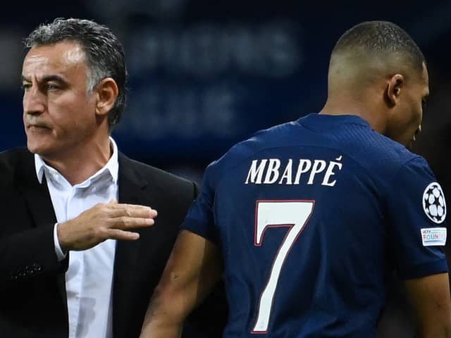 PSG boss Christophe Galtier with Kylian Mbappe. Picture: FRANCK FIFE/AFP via Getty Images