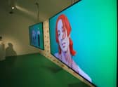 Turner Prize shortlisted artist Sin Wai Kin’s work is presented in three films, including “A dream of Wholeness in Parts, 2021”, “Its Always You, 2021” and “Todays Top Stories” at Tate Liverpool. Image: LINDSEY PARNABY/AFP via Getty Images