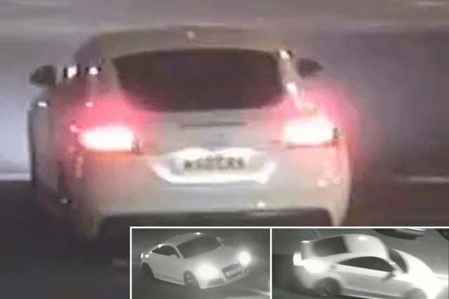 CCTV images of a white Audi Merseyside Police want to trace.