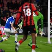  Junior Stanislas of AFC Bournemouth scores their team's second goal during the Carabao Cup Third Round match between AFC Bournemouth and Everton at Vitality Stadium on November 08, 2022 in Bournemouth, England. (Photo by Mike Hewitt/Getty Images)