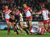 Siosiua Taukeiaho of Sydney Roosters on the charge during the World Club Series Final between St Helens at Totally Wicked Stadium on February 22, 2020. Photo: Nathan Stirk/Getty Images