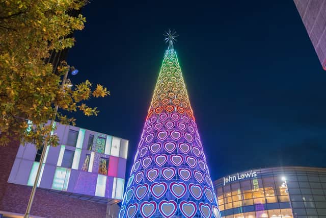 The iconic love heart tree in Liverpool ONE, which has been replaced this year. 