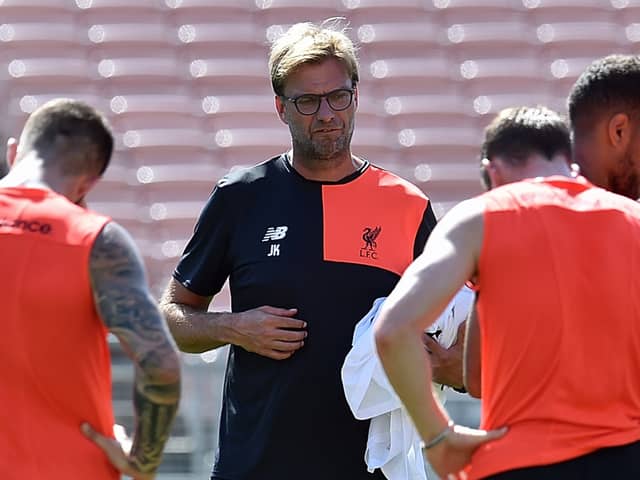 Jurgen Klopp during a training session of Liverpool’s pre-season tour of America in 2016. Picture: Andrew Powell/Liverpool FC via Getty Images