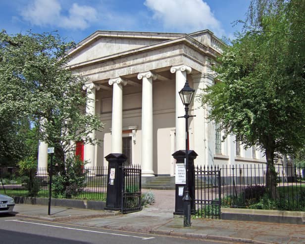 St Bride’s Church, Percy Street, Liverpool - Built in 1829-30 in the Greek Revival style to the designs of Samuel Rowland. Image: David Humphreys/Wikimedia