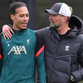Virgil van Dijk with Liverpool manager Jurgen Klopp. Picture:  Alex Livesey/Getty Images