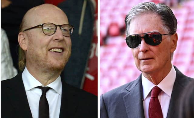 Avram Glazer, left, and Liverpool principal owner John Henry. Pictures: Getty Images