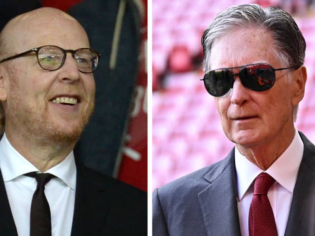 Avram Glazer, left, and Liverpool principal owner John Henry. Pictures: Getty Images