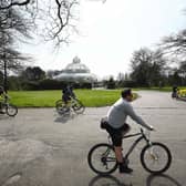 Cyclists in Sefton Park. Image: Paul Ellis/AFP via Getty Images