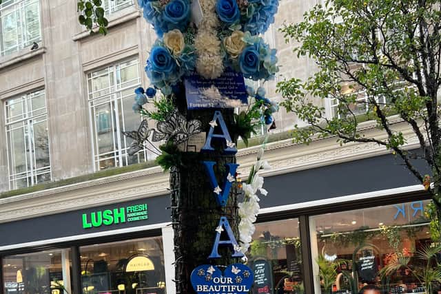 Tributes to Ava in the city centre. Image: LiverpoolWorld