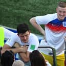 England's goalkeeper Jordan Pickford (C) and his partner Megan Davison (R) celebrate after the Russia 2018 World Cup Group G football match between England and Panama at the Nizhny Novgorod Stadium in Nizhny Novgorod on June 24, 2018. (Photo by Johannes EISELE / AFP) / RESTRICTED TO EDITORIAL USE - NO MOBILE PUSH ALERTS/DOWNLOADS        (Photo credit should read JOHANNES EISELE/AFP via Getty Images)