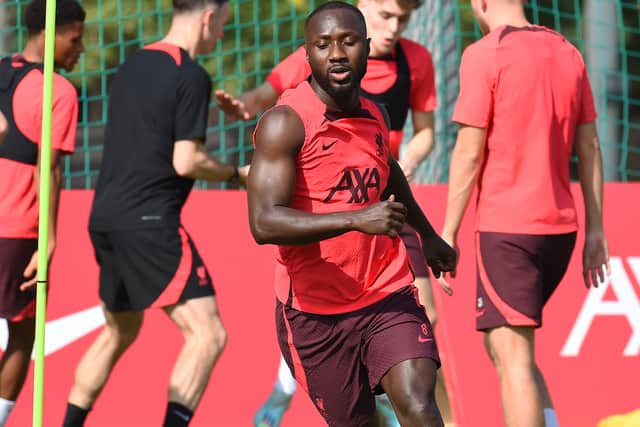 Naby Keita during Liverpool training. Picture: John Powell/Liverpool FC via Getty Images