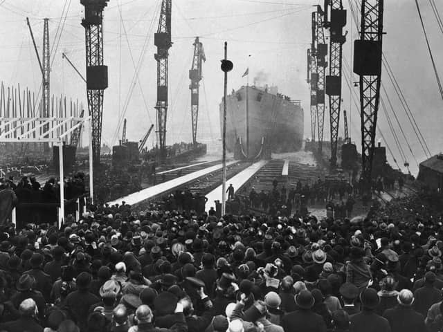 The battleship HMS Rodney is launched from the Cammell Laird shipyard in Birkenhead, December 17, 1925. Image: Topical Press Agency/Hulton Archive/Getty Images