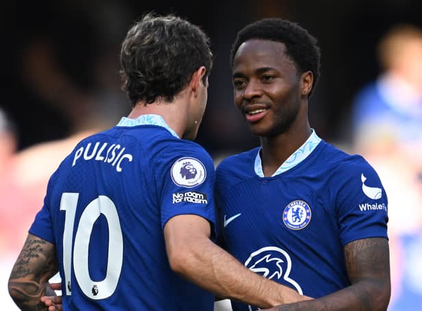 <p>Chelsea pair Christian Pulisic and Raheem Sterling. Picture: Clive Mason/Getty Images</p>