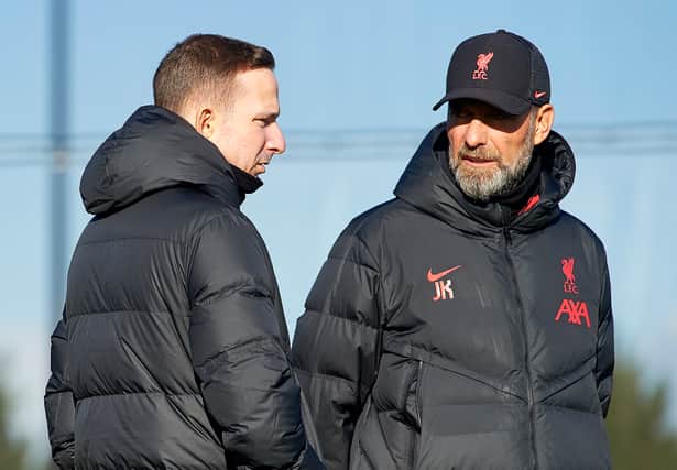 Pep Lijnders, left, and Jurgen Klopp. Picture: Nick Taylor/Liverpool FC/Liverpool FC via Getty Images