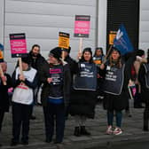 Nurses are seen on a picket line outside the Royal Liverpool University Hospital on December 20, 2022. Image: Annabel Lee-Ellis/Getty Images