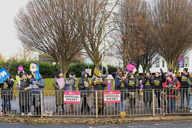 Nurses on the picket line outside Liverpool Women’s Hospital on December 20, 2022 in Liverpool. Image: Annabel Lee-Ellis/Getty Images