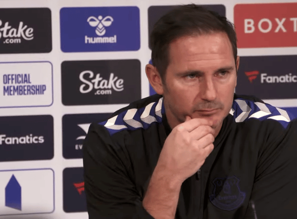 Everton manager Frank Lampard speaks to the media ahead of the match against Manchester City