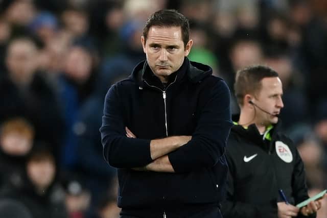 Frank Lampard dejected during Everton’s loss to Brighton. Picture: Goodison Park on January 03, 2023 in Liverpool, England. (Photo by Gareth Copley/Getty Images