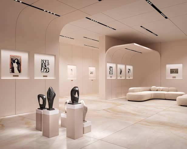 Art gallery pictured in the $40 million luxury underground bunker.