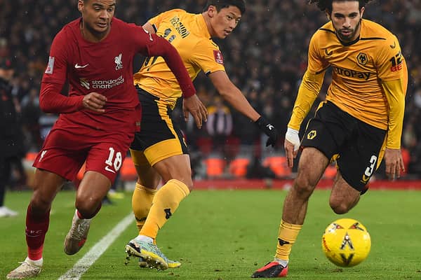Liverpool’s new signing Cody Gakpo in action against Wolverhampton Wanderers. Image: John Powell/Liverpool FC via Getty Images