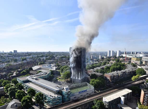 <p>Grenfell Tower set fire on June 14, 2017 in London, England. 72 people tragically died. Credit: Getty Images</p>