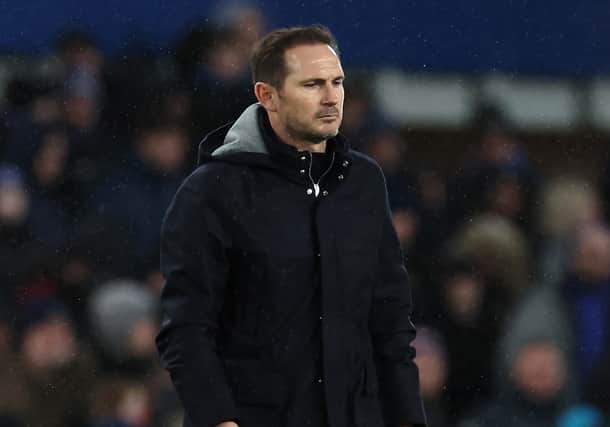 Frank Lampard, Manager of Everton reacts following the Premier League match between Everton FC and Southampton FC at Goodison Park on January 14, 2023 in Liverpool, England. (Photo by Alex Livesey/Getty Images)
