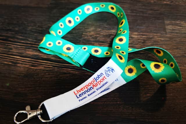 Special Assistance gave Josh a sunflower lanyard, designed to make staff aware of hidden disabilities. Image: Jo Dooley