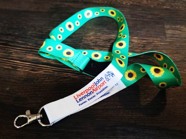 Special Assistance gave Josh a sunflower lanyard, designed to make staff aware of hidden disabilities. Image: Jo Dooley