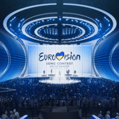 Across more than 450 square metres of staging, the stunning Eurovision stage in Liverpool will bring together another 220 square metres of independently moving and turning video screens, as well as over 700 video tiles integrated into the floor and more than 1500 metres of LED lights. Pic: BBC.