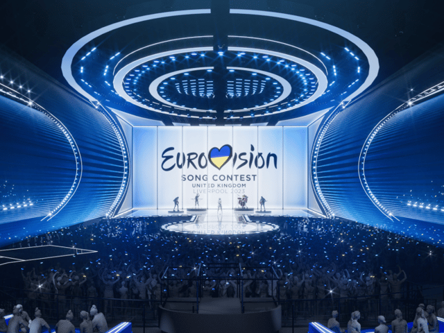 Across more than 450 square metres of staging, the stunning Eurovision stage in Liverpool will bring together another 220 square metres of independently moving and turning video screens, as well as over 700 video tiles integrated into the floor and more than 1500 metres of LED lights. Pic: BBC.