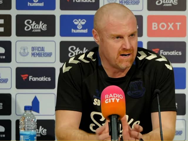 Sean Dyche in his first press conference as Everton manager. Image: EvertonFC/Youtube
