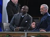 Former Leeds United striker Jimmy Floyd Hasselbaink and ex-Liverpool boss Graeme Souness. Picture: PAUL ELLIS/AFP via Getty Images