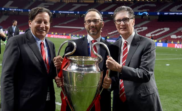 From left: FSG trio Tom Werner, Mike Gordon and John Henry. Picture: John Powell/Liverpool FC via Getty Images