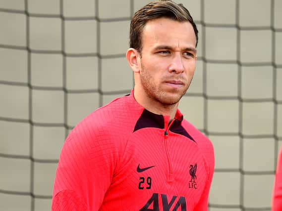 Arthur Melo is back in training. Image: Andrew Powell/Liverpool FC via Getty Images