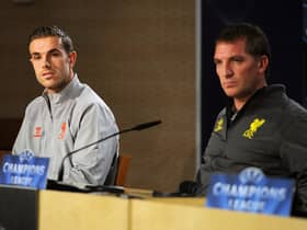 Jordan Henderson and Brendan Rodgers speak to the press in 2014 (Image: Getty Images)