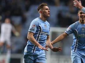 Viktor Gyokeres of Coventry City celebrates after scoring the team's first goal  during the Sky Bet Championship between Coventry City and Millwall at The Coventry Building Society Arena on February 14, 2023 in Coventry, England. (Photo by Richard Heathcote/Getty Images)