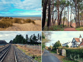 This family stroll takes in pinewoods, sand dunes, rare wildlife and ends at a secluded beach with stunning views.