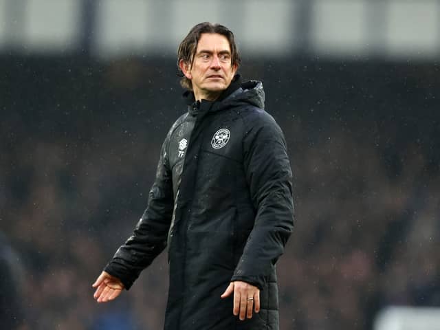 Thomas Frank, Manager of Brentford, looks dejected following the team's defeat during the Premier League match between Everton FC and Brentford FC at Goodison Park on March 11, 2023 in Liverpool, England. (Photo by Naomi Baker/Getty Images)