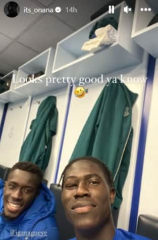 Amadou Onana shares a picture of his eye injury. Picture: Amadou Onana/ Instagram