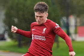 Ben Doak was forced off for Liverpool under-19s in their loss to Sporting Lisbon. Picture: Nick Taylor/Liverpool FC/Liverpool FC via Getty Images