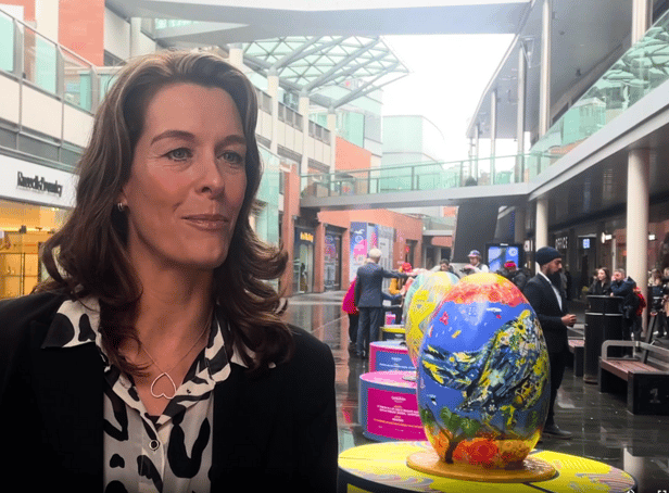Donna Howitt, Place Strategy Director at Liverpool ONE, and the Pysanak Eggs.