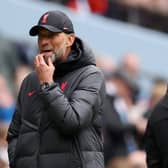 Jurgen Klopp, Manager of Liverpool, reacts during the Premier League match between Manchester City and Liverpool FC at Etihad Stadium on April 01, 2023 in Manchester, England. (Photo by Clive Brunskill/Getty Images)
