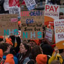 Junior doctors taking part in a nationwide strike on April 11. Image: Carl Court/Getty Images