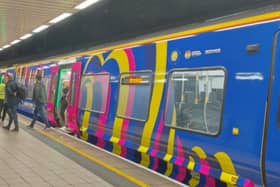 Merseyrail train decorated for Eurovision. Image: Merseyrail Twitter